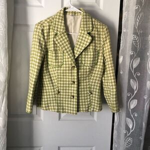 Vintage Old Navy Houndstooth Blazer Womens size M career Jacket Y2K missing belt